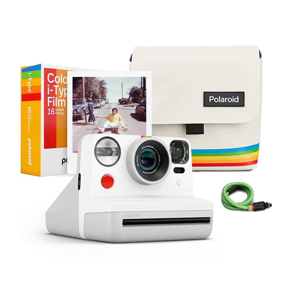  Polaroid Now i-Type - Cámara instantánea, película de color  blanco + Polaroid y funda para cámara y correa para el cuello : Electrónica