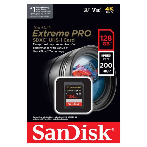 SanDisk Tarjeta SD 128GB Extreme PRO UHS-I SDXC