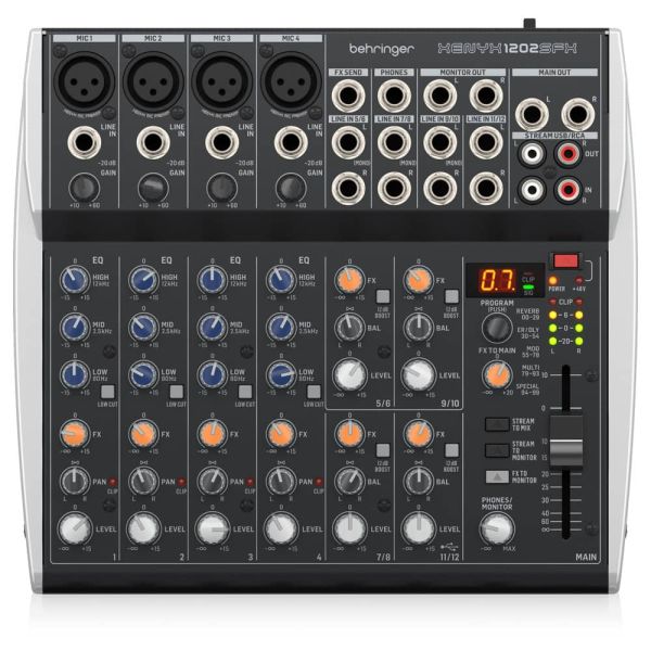 Behringer Xenyx 1202SFX Mixer Streaming Analógico de 12 canales