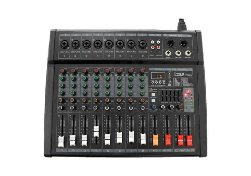 Pro DJ PM80S Mixer de 8 canales vista frontal